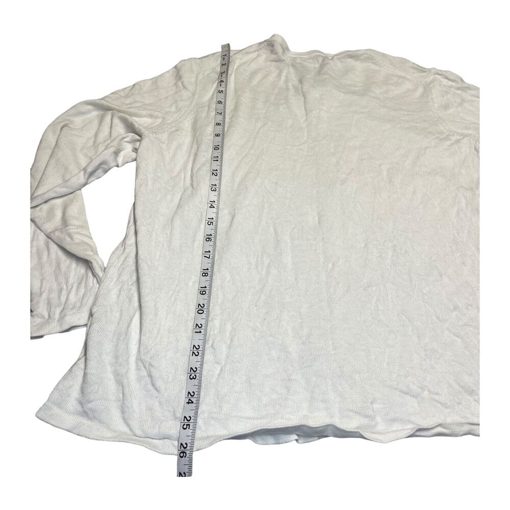Liz Baker Cardigan Sweater Women's 2X Ivory Acrylic Knitted Ribbed Long Sleeve - Picture 4 of 8